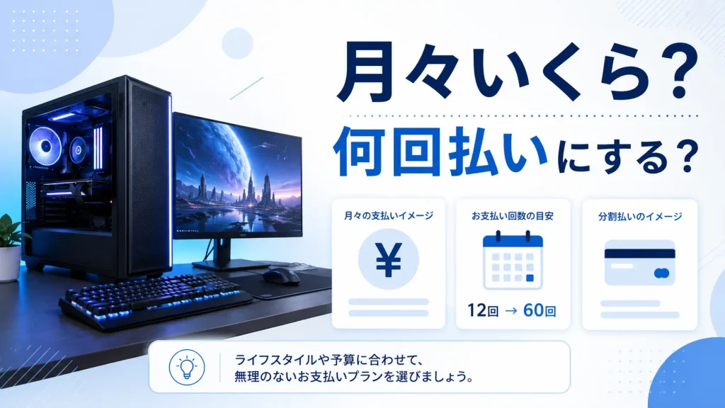 ゲーミングPCの月々の分割払い金額と支払い回数を考えるアイキャッチ