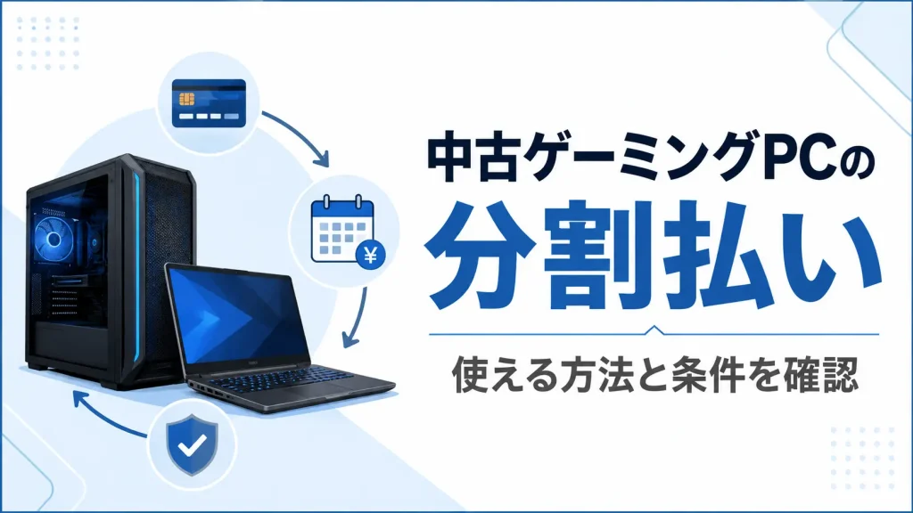 中古ゲーミングPCの分割払いで使える支払い方法と条件を解説する記事のアイキャッチ